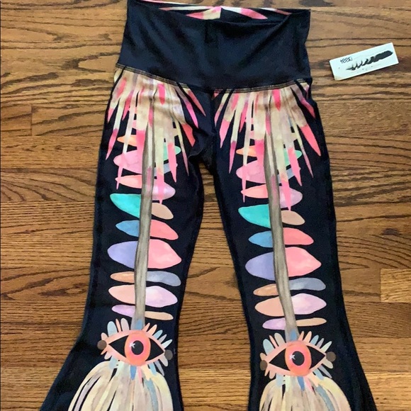 Teeki Jungle Eyes Bell Bottom Yoga hot pants S - Picture 4 of 7